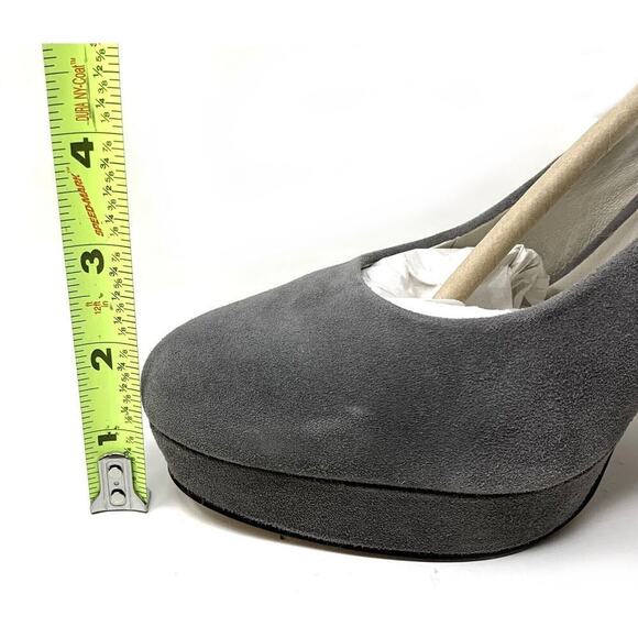 New Michael Kors Sabrina Steel Gray Suede Platform Pumps Sz 8.5 Chain Detail NWT - Picture 13 of 14